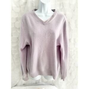 VTG 100% Cashmere Women’s XL Lavender V Neck Pullover Sweater Allen Solly
